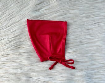 Lipstick Red Baby Bonnet: Stretchy Knit Pixie Hat