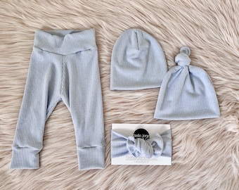 Baby legging, Baby Pant,  “Jack” Ribbed powder blue,, Boy Pant set, Baby Gift, Take Home Outfit, Girl pant  set, Gender Neutral