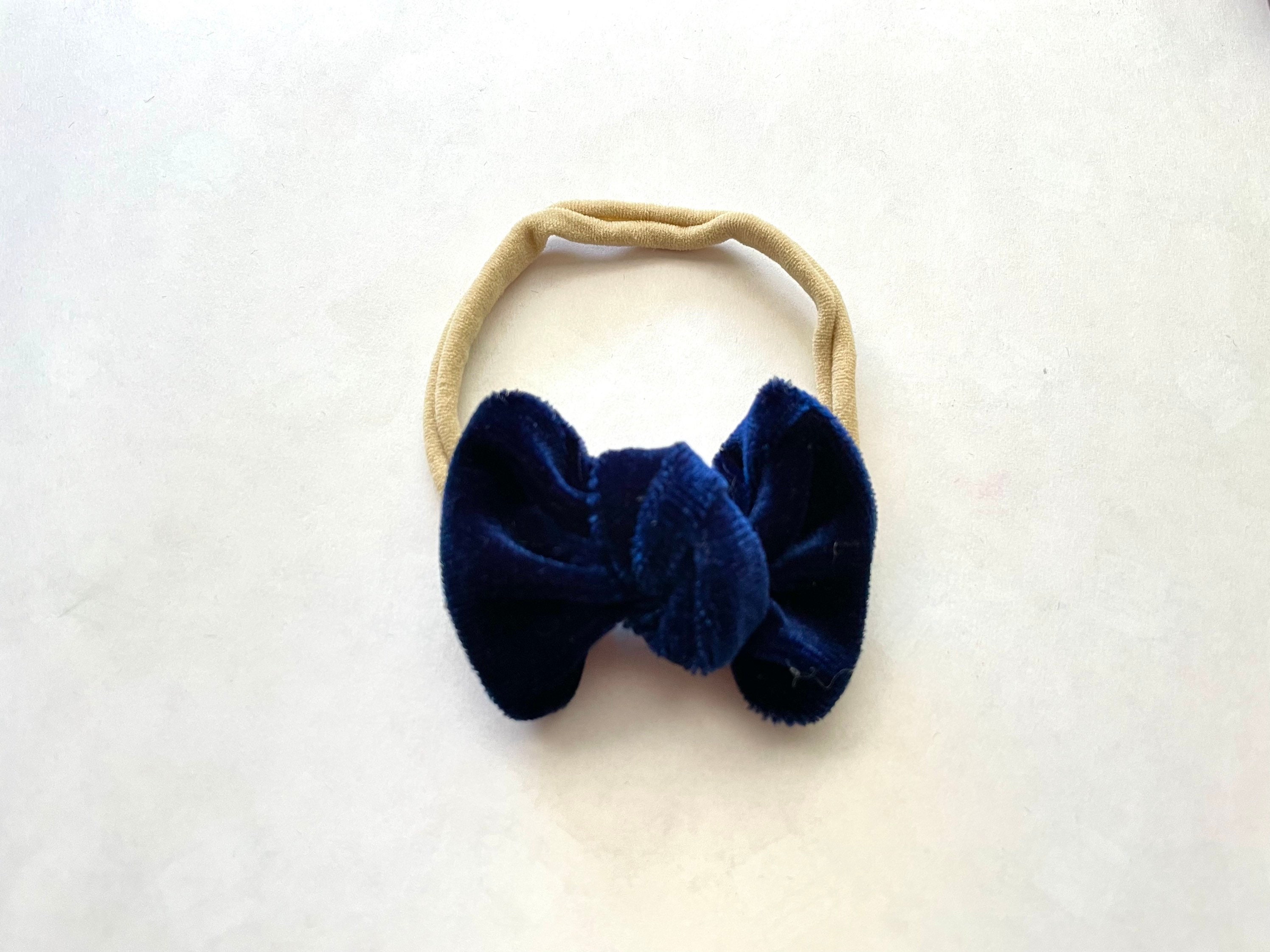 Velvet Baby Headband Navy Blue Velvet Pinwheel Bow Headband Etsy UK