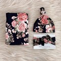 Baby swaddle set, \u201cRosie\u201d Black and Blush Floral, Floral Hat, baby headband, baby blanket , hospital set, baby gift, stretchy swaddle,