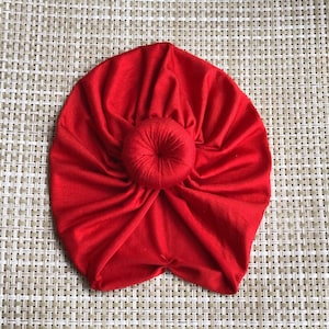 Lipstick Red Baby Turban Knot Hat: Handmade Headwrap