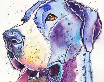 GREAT DANE Dog PRINT from Original Art by Josie P ORIGINAL WATERCOLOUR Painting