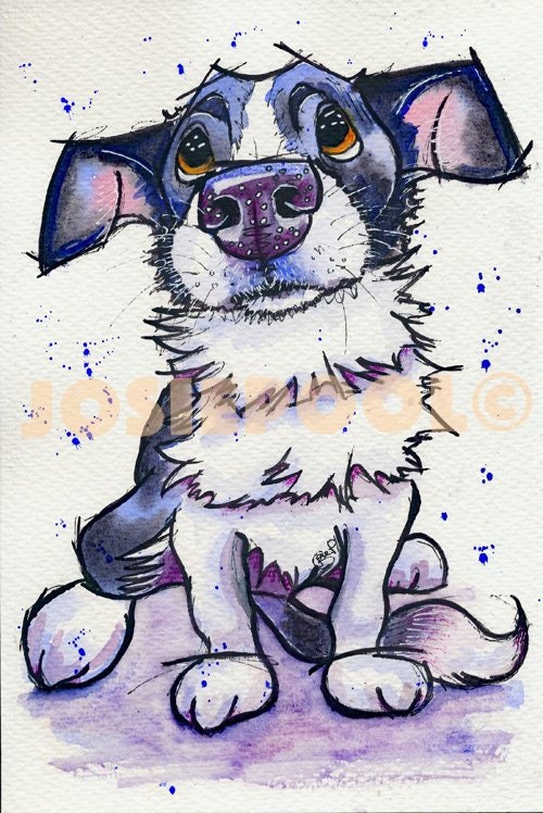 Cartoon Print Of Border Collie From Original Watercolour Watercolor Dog Painting Art Picture Pup By Josie P 4 Sizes Available Cartoon Print Of Border Collie From Original Watercolour Watercolor Dog Painting Art Picture Pup By Josie P 4 Sizes Available