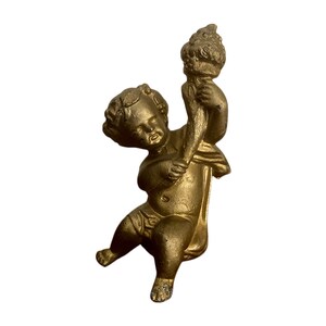 Vintage French Metal Cherub Figurine