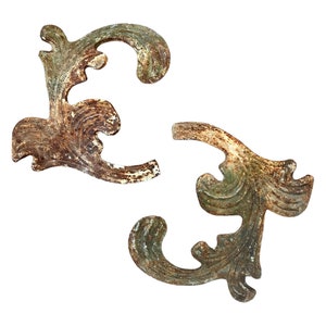 Pair of Vintage Salvaged Iron Architectural Fragments (ONE Pair Now Available)