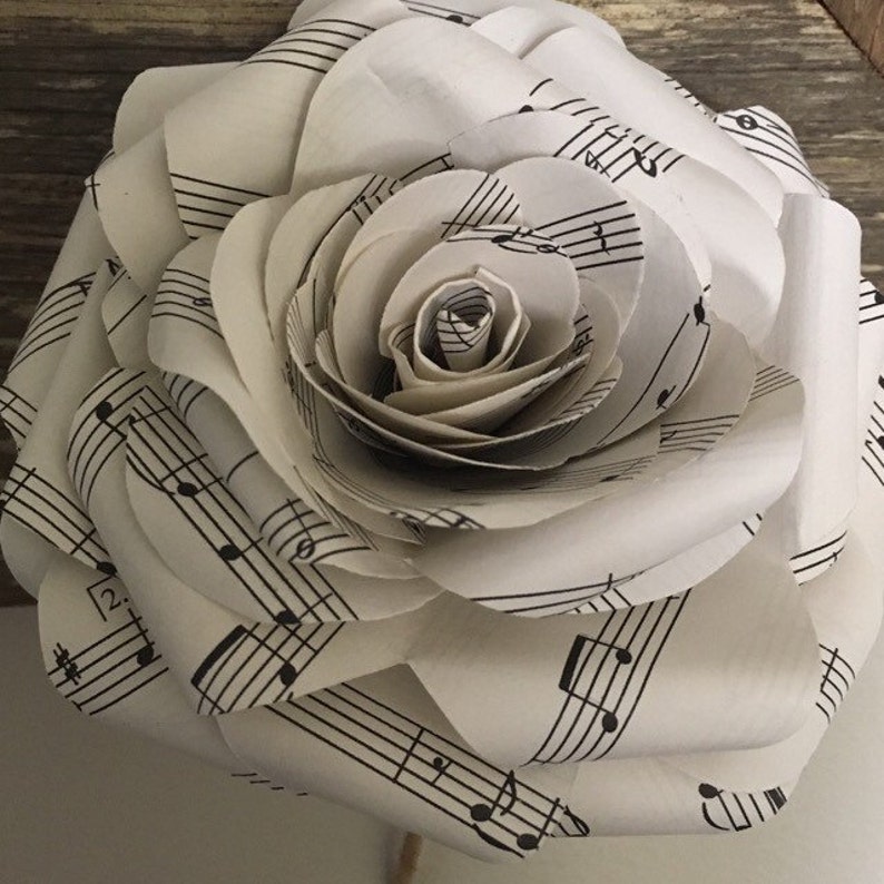 Large Musical Note Paper Flower Paper Roses Flower Bouquet Etsy