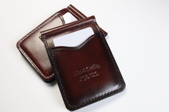 Money Clip Wallet Cognac Color Wallet Etsy - image 0