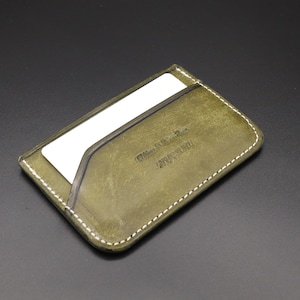 Cartera minimalista de tres bolsillos, cartera de piel Pueblo verde oliva, cartera minimalista, cartera pequeña minimalista, cartera pequeña de tres bolsillos,