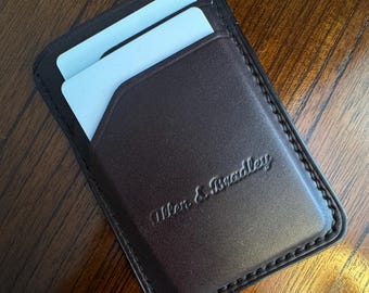 高級ミニマリストレザーウォレット – スリムなフロントポケットカードホルダー – ハンドメイドEDCウォレット – 男性へのプレミアムギフト – Allen & Bradley