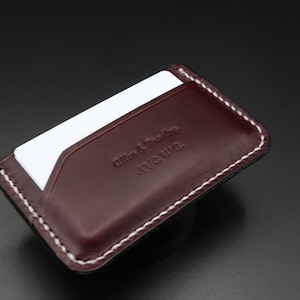 Cartera minimalista de tres bolsillos, cartera de piel burdeos, cartera minimalista, cartera pequeña minimalista, cartera pequeña de tres bolsillos, piel auténtica