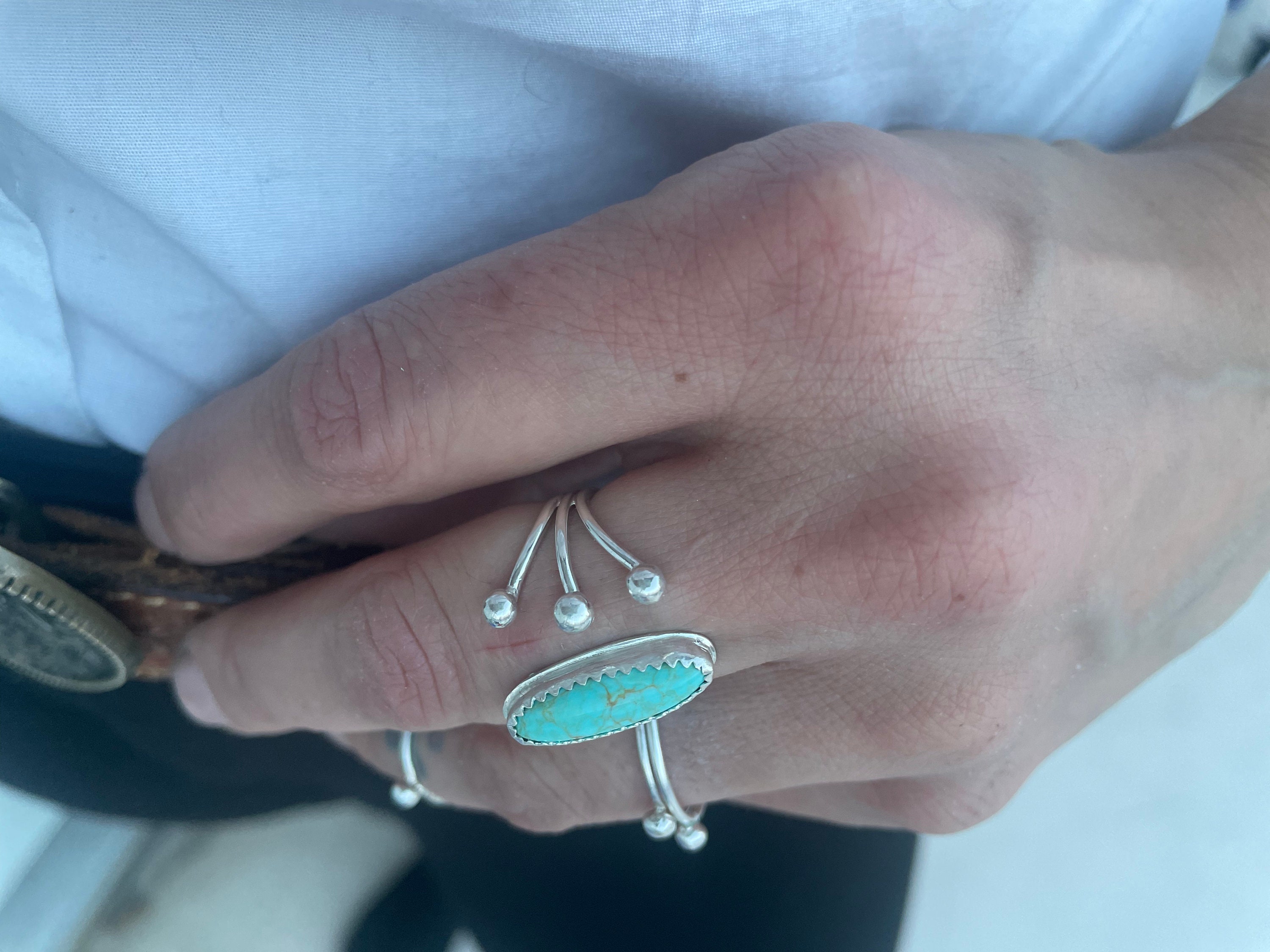 Handmade Kingman Turquoise and Sterling Silver Ring - Etsy Canada