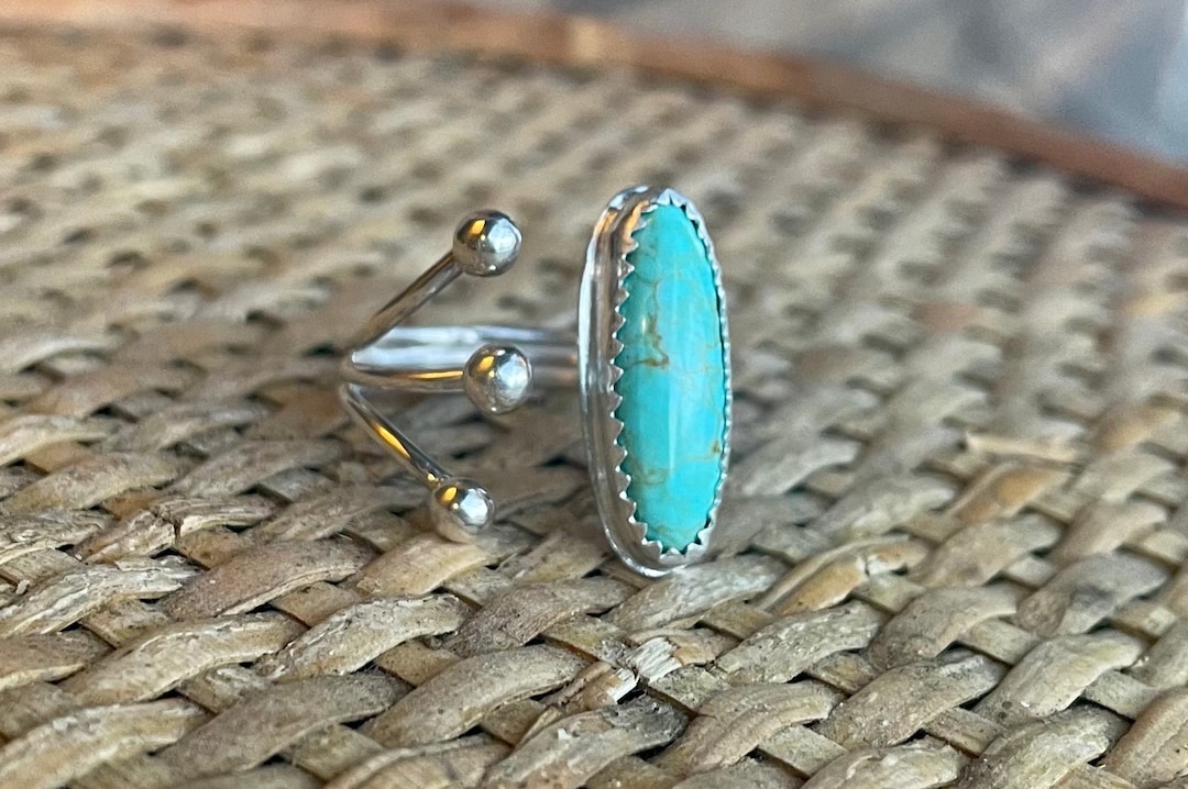 Handmade Kingman Turquoise and Sterling Silver Ring - Etsy Canada