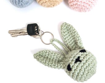 Crochet Bunny Keychain, Handmade Rabbit Keyring, school backpack accessories
