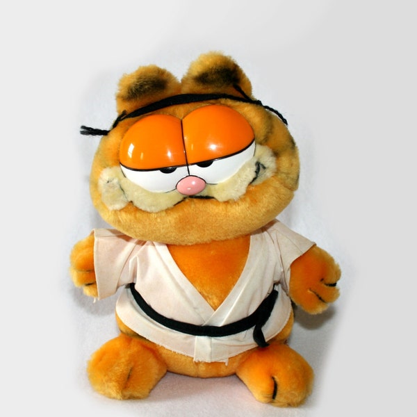 Vintage karate Garfield stuffed plush toy Garfield collectible 80s cartoon character