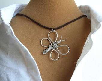 Butterfly necklace, oversized silver pendant, wire wrapped jewelry, insect jewelry, handmade gifts