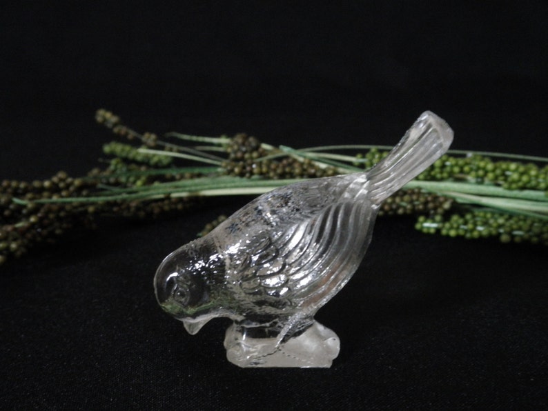 Vintage small clear glass bird figurine pressed glass Etsy
