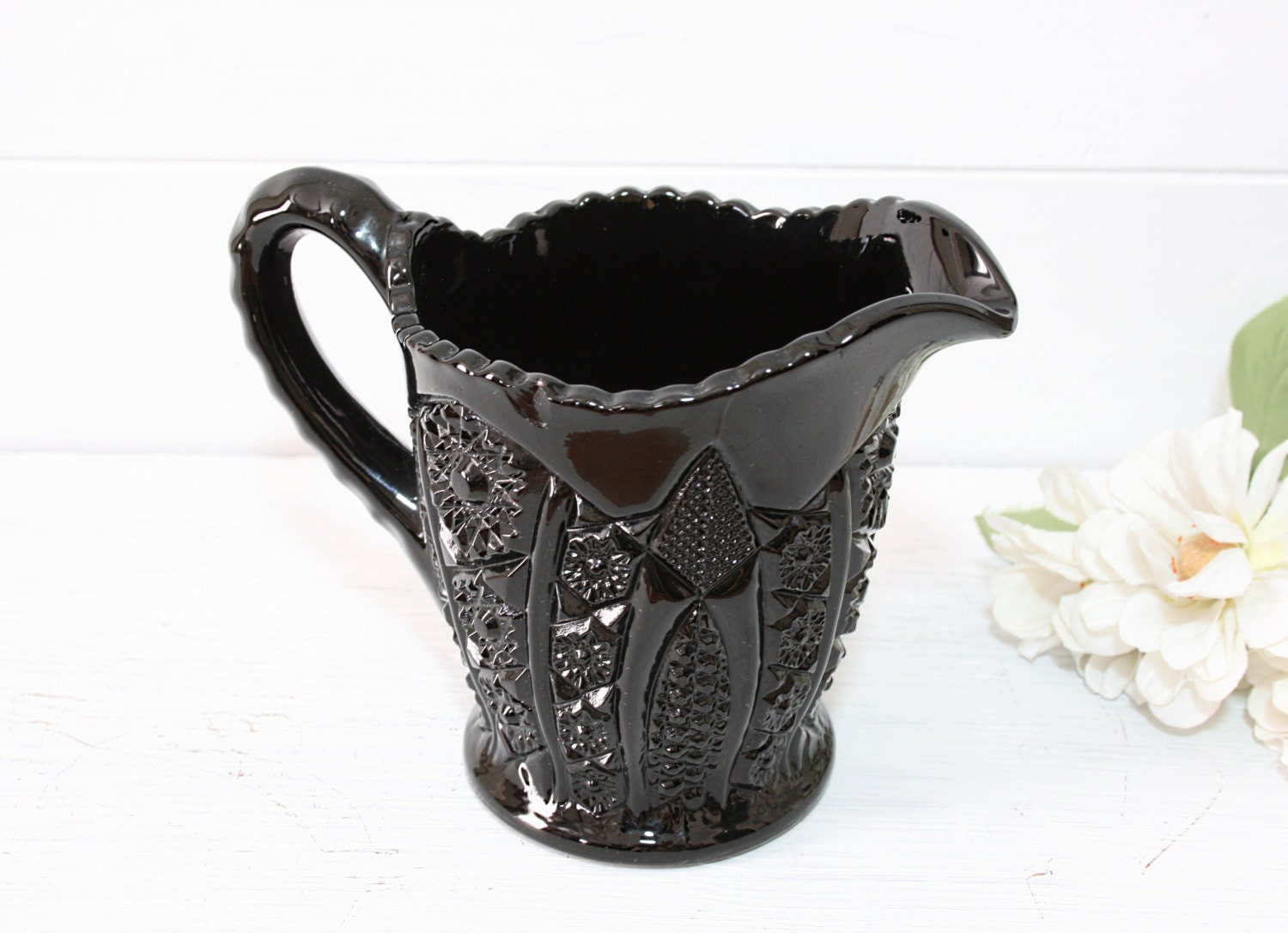 Vintage large creamer Tiara glassware black creamer Indiana Etsy