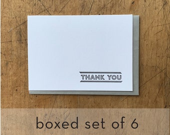 Simple Thank You - Box of 6 Letterpress Cards