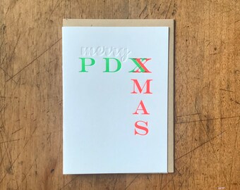 Merry PDXMAS - Letterpress Holiday Greeting Card