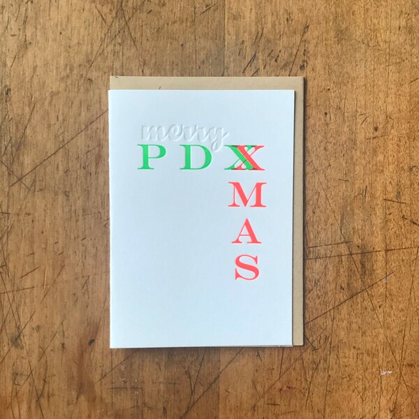 Merry PDXMAS - Letterpress Holiday Greeting Card