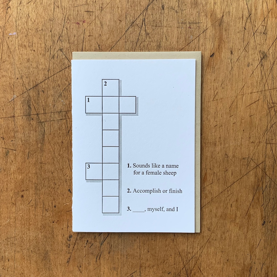 You Complete Me Crossword Letterpress Love Card Etsy