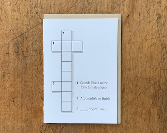 You Complete Me Crossword - Letterpress Love Card