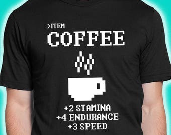 Coffee shirt - 8 bit retro style coffee shirt for coffee lovers, great coffee gift