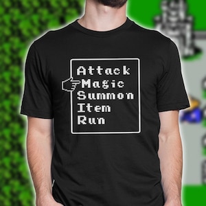 Final Fantasy shirt, retro Final Fantasy battle menu t shirt, Final Fantasy NES shirt