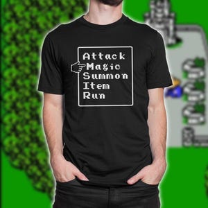 Final Fantasy shirt, retro Final Fantasy battle menu t shirt, Final Fantasy NES shirt
