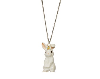 Pendentif lapin blanc licorne