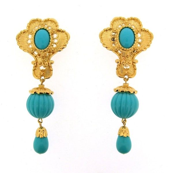 Vntage Turquoise Earrings by Barrera for Avon Clip On