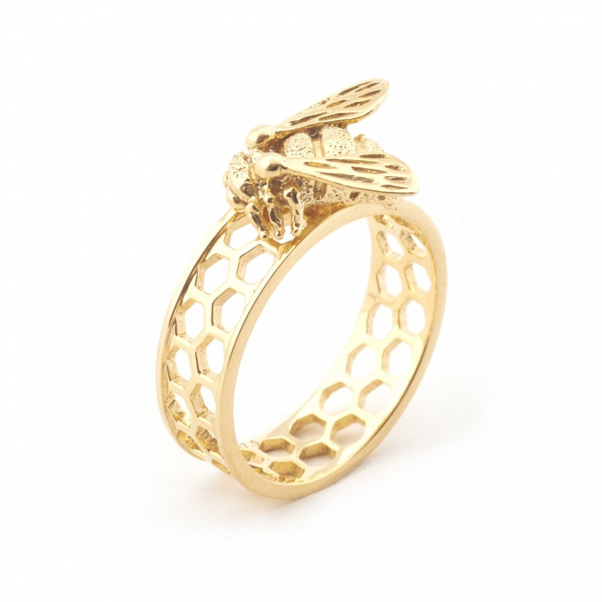 Baby Bee Honeycomb Ring by Bill Skinner 