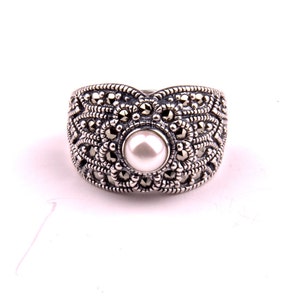 Freshwater Pearl Marcasite Ring