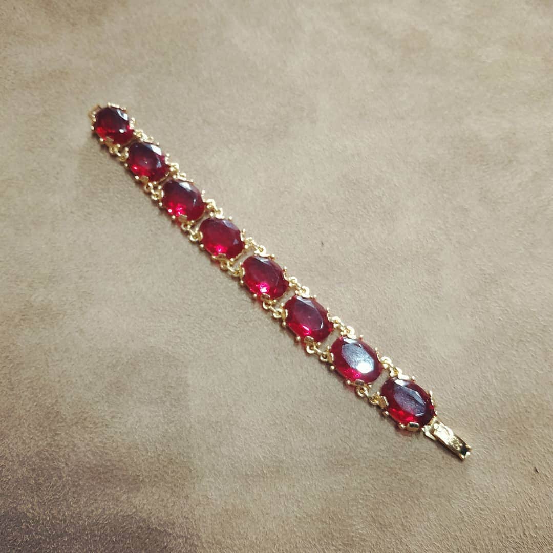 Vintage Red Glass Multi Stone Bracelet - Etsy