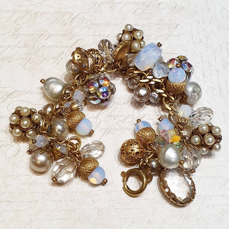 Askew London Charm Bracelet Gold Plated Vintage Glass Crystal Etsy