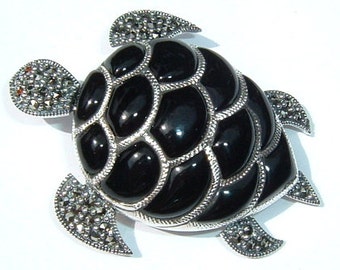 Black Tortoise Onyx Brooch