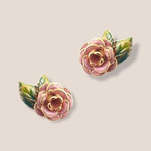 Pendientes Vintage Rose de Bill Skinner Esmalte rosa
