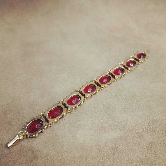 Vintage Red Glass Multi Stone Bracelet - Etsy