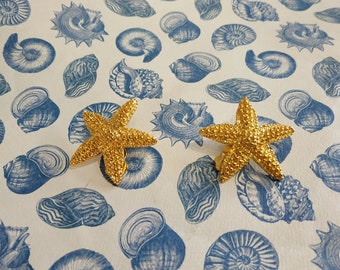 Vintage Gold starfish clip on earrings