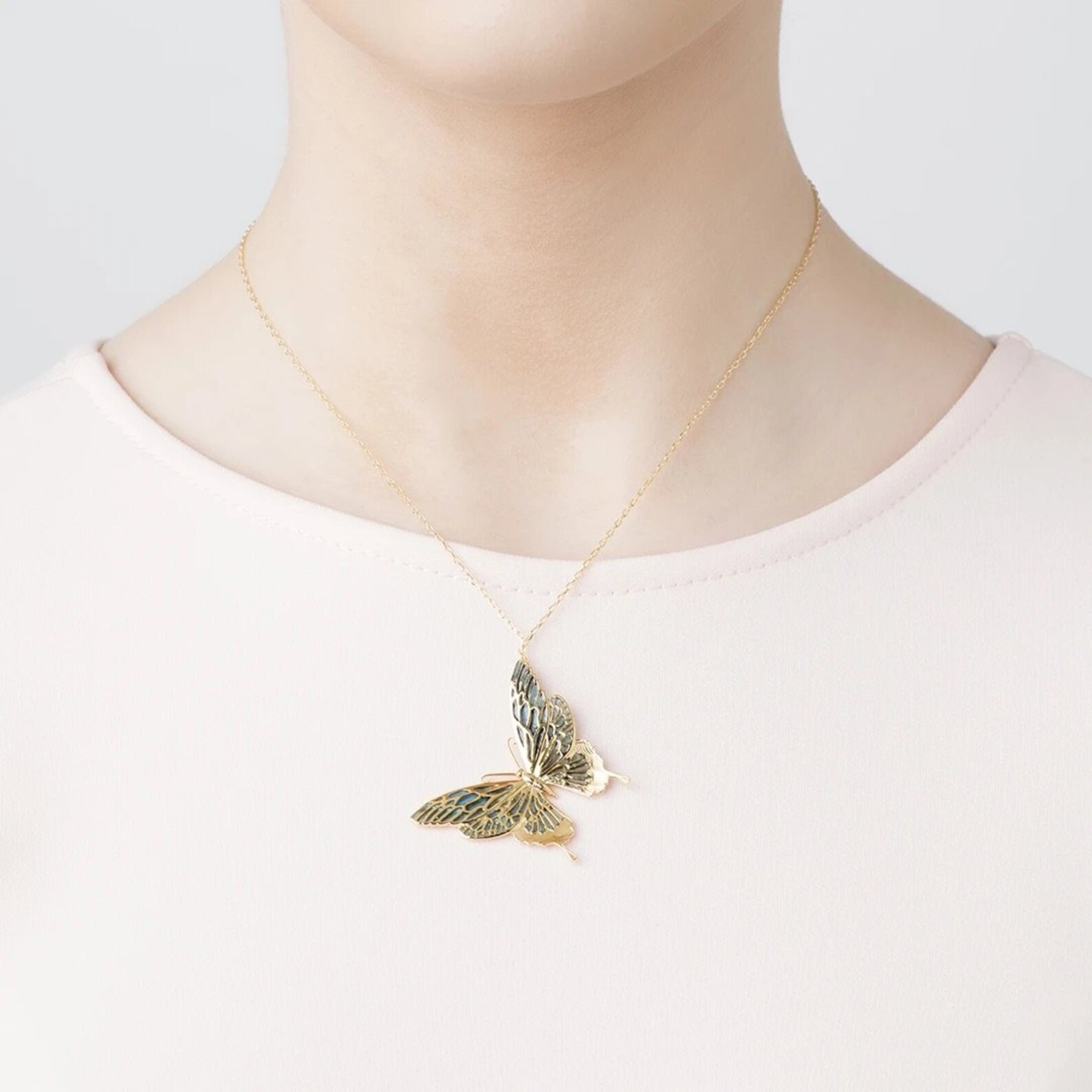 Large Butterfly Enamel Pendant by Bill Skinner Etsy