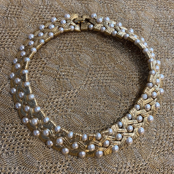 Pearl Gold Choker Collar Necklace