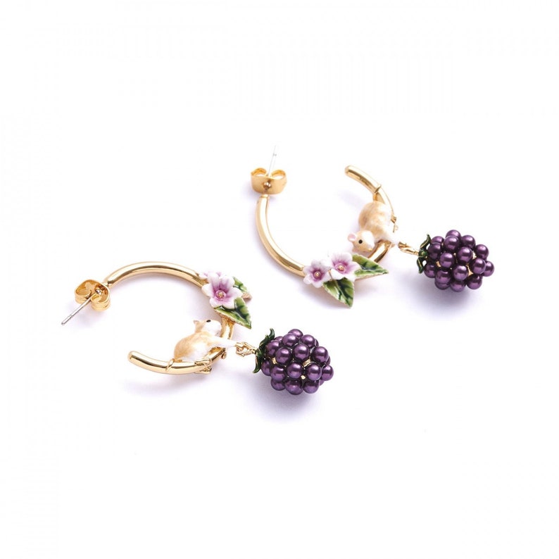Apple Blossom & Mouse Hoop Earrings main image 0