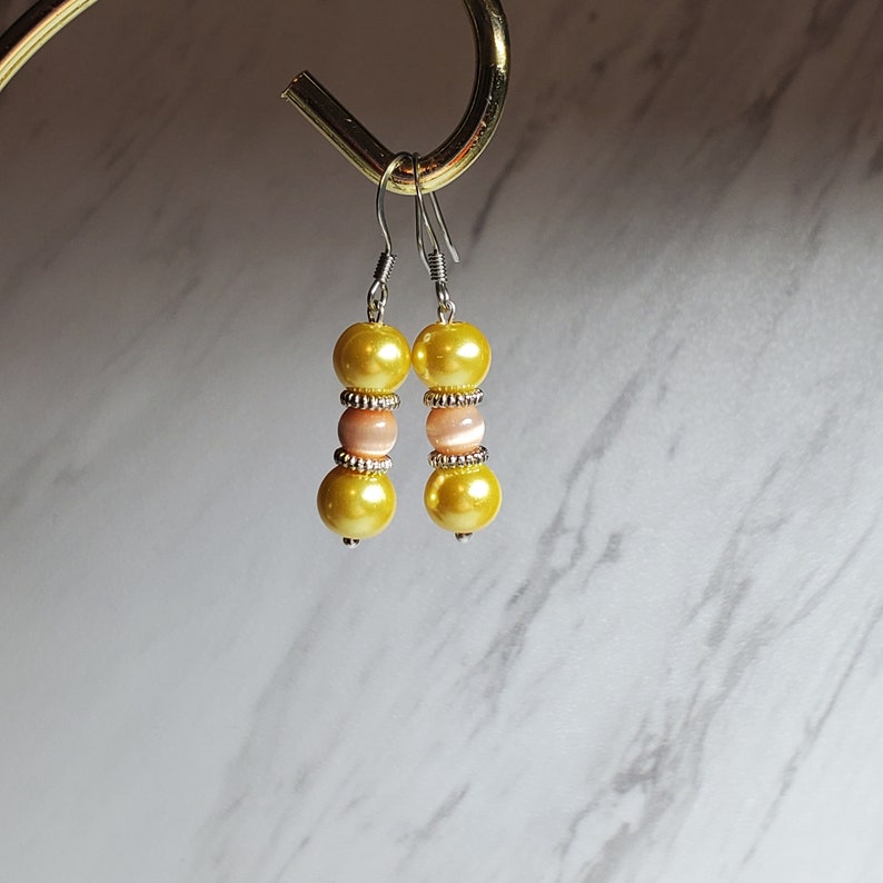 Yellow & Orange Cat's Eye Earrings Lightweight Earrings Etsy