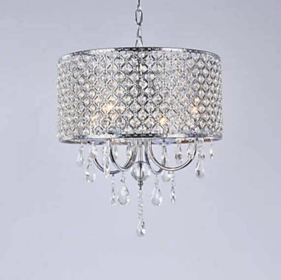 Drum Pendant Light Chandelier Lighting Lamp Crystal Modern 4 Image 0