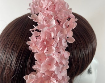 Pink Hydrangea Halo - Dried Flower Crown - Pink Hydrangea Headband - Real Flower Crown - Pink Bridal Headpiece - Pink Wedding Floral Crown