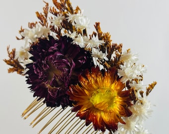 Bridal hair Comb - Fall Wedding - Flower Hair Comb - Wedding Hair Comb - Fall Wedding Comb - Flower Comb - Orange Flower Comb - Starflowers