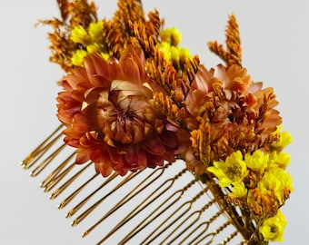 Boda de otoño - Peine de pelo de flores - Peine de pelo de otoño - Peine de pelo floral - Peine de flores - Peine de flores de naranja - Tocado de novia - Boda de otoño