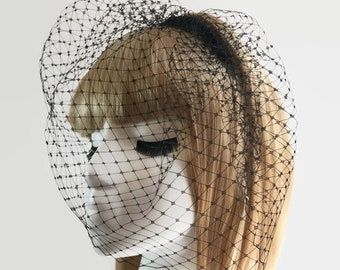 Black Birdcage Veil - Black Veil - Black Bridal Veil - Black Wedding Veil - Black Funeral Veil - Church Veil - Black Mini Veil - Blusher