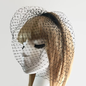 Black Birdcage Veil - Black Veil - Black Bridal Veil - Black Wedding Veil - Black Funeral Veil - Church Veil - Black Mini Veil - Blusher