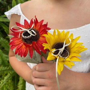 Sunflowers - Ring Bearer Alternative - Ring Pillow - Fall Wedding Ring Bearer - Wedding Ring Holder - Rustic Wedding - Rustic Ring Holder